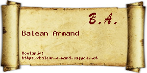 Balean Armand névjegykártya